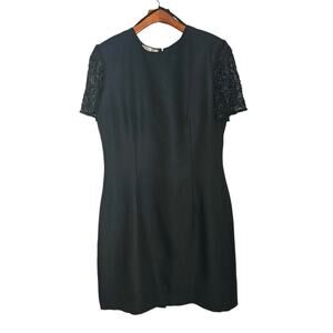 Vintage Laurence Kazar New York Little Black Party Dress with Beaded Sequins